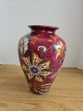 Vintage WBI Chinese Hand Painted Vase Flowers And Butterflies With Gold Accents picture