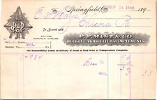 Mast Co Springfield OH 1896 Billhead Buckeye Agricultural Implements picture