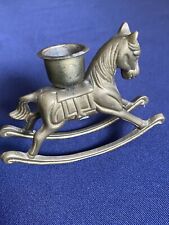 Vintage Solid Brass Rocking Horse Pony Candle Holder 5