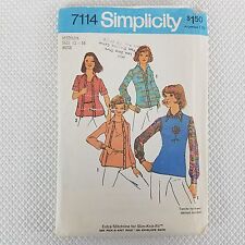 Simplicity Pattern Uncut 7114 M Size 12-14 Misses Disco Big Collar Shirt Smock B picture
