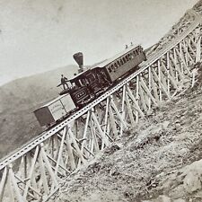 Antique 1870s Mt Washington Railroad Train Climb Stereoview Photo Card V1903 picture
