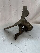 VTG LARGE BRASS EAGLE PERCHED ON A BRANCH STATUE 6” WING SPAN 5”TALL picture