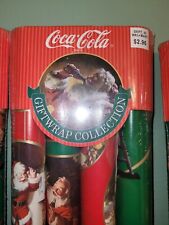 New Coca Cola 4 Packs Of 4 Christmas Santa Paper Rolls 30” Giftwrap Vintage 90s  picture