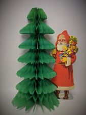 Vintage 1940's CHRISTMAS Santa Honeycomb Foldout Tissue Tree Wall Decoration picture