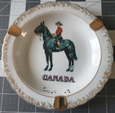 Vintage Canadian (Royal Mounty)  Porcelain Ashtray Gold Trim - made in Japan picture