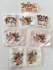 Lot Of 7 Antique 1919 Souvenir de France  Embroidery and Lace Appliqué Patches picture