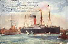 Cunard RMS Ivernia U.S. Cruiser Olympia Steamer Steamship c1910 Vintage Postcard picture