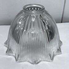 Antique Vintage Clear  Holophane Glass Light Shade XE-40 Crimped Ribbed picture