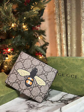 GUCCI WALLET FOR MEN BLACK LEATHER BEE COLLECT AUTHENTIC WITH BOX MEDIUM BILFOLD picture