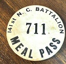 Vintage Military 141st N.C. Battalion 711 Meal Pass Pinback Button Navy picture