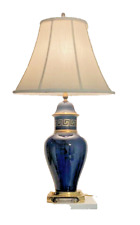 Vintage Leviton Table Lamp Egyptian Revival  Cobalt Design w/ Elegant Shade-29