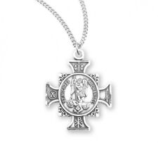 Maltese Cross with St. Michael Sterling Silver necklace picture
