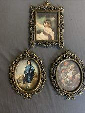 Lot Of 3 Vintage Brass Oval Ornate  Picture Frame Made In Italy 5”x4” picture