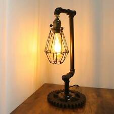 Vintage Water Pipe Desk Light Steampunk Table Lamps Industrial Gear Home Decor picture