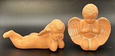 PAIR OF Small TERRA COTTA CHERUBS Figurines Kneeling Laying Down picture