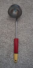 Vintage 1950's Kitchen A&J Stainless Steel Ladle Red Cream Handle USA Made picture