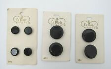 NOS Vintage 8 Black Black Round Buttons (A6) picture