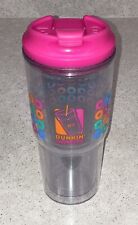2014 DUNKIN DONUTS 24 OUNCE PLASTIC TRAVEL MUG WITH PINK LID picture