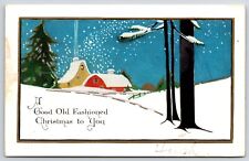 A Good Old Fashioned Christmas Winter Home Christmas Tree Greetings Postcard picture