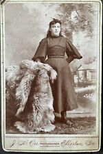 Vintage Studio Photograph young lady With Fur late 1800's early 1900's picture