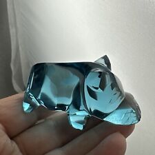 Beautiful blue blue carved crystal hippo hippopotamus picture