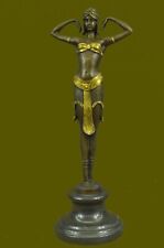 Gold Patina Gilt Belly Dancer Museum Quality Bronze Sculpture Marble Base Statue picture