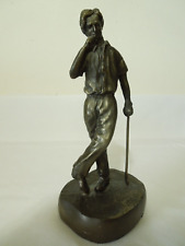Vintage Standing Golfer Statue/Paperweight Bronze Tone Iron 9