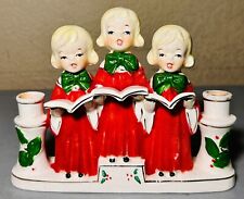 Vintage Ucagco Ceramics Christmas Choir Girls Carolers Candleholder Japan 6.5x5 picture