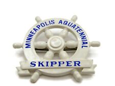 Minneapolis Aquatennial Skipper Ship Helm Wheel Pin Vintage Plastic picture