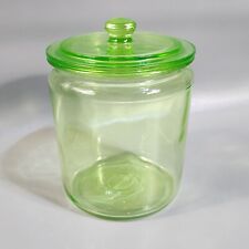 Vintage Vaseline Glass Canister Biscuit Jar With Lid 1.25 Qt 6 1/4