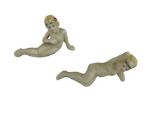 Lot of 2 ANTIQUE MADE in JAPAN BISQUE MINIATURE BATHING BEAUTY FIGURES picture