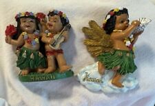 2 Vintage Hawaii Kitcshy Souvenir 3D Magnet Couple Kitcsh Hula Travel Shell Leis picture
