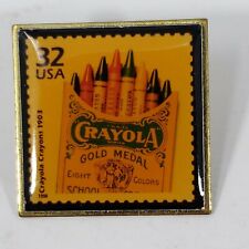 Crayola Crayons 32 cent USA Postage Stamp Pinback Pin Vintage 1998 Metal Enamel picture