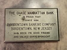 VTG CHASE MANHATTAN BANK BORDENTOWN NEW JERSEY CORRESPONDENT BRONZE PLAQUE SIGN picture