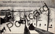 1948 SACKETT LAKE NY, Laurels Country Club, Winter Sports, postcard jj111 picture