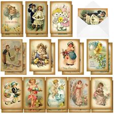 Vintage Easter Cards, 24 Pieces with Envelopes, Retro Style, Suitable for Bir... picture