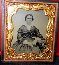 Sharp 1/6th Size Ambrotype of lady in half case picture
