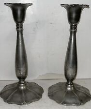 Vintage Pair of MCM Flagg & Homan Candlesticks Mid-Century Pewter Candleholders picture