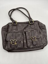 Vintage Brown Mickey Mouse Pattern Pocket Book Purse Bag Disney Store RARE picture