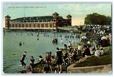 1913 Bathing Scene Swimming Beach Building Gordon Park Cleveland Ohio Postcard picture