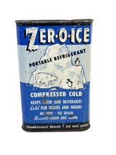 Antique Vintage Zero-O-Ice Portable Refrigerant Compressed Cold Tin Container picture