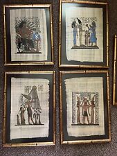 Egyptian Hieroglyphic Painting on Papyrus - Hand Painted- 8 Framed Art Pieces picture