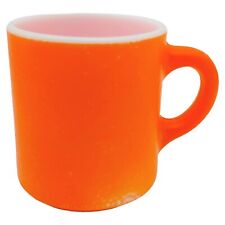 Hazel Atlas Orange Peel Coffee Mug - 8oz Small vtg Textured Milk Glass Bright picture