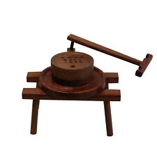 Miniature Chinese Traditional Wood Grain Grinder Display Decor ws263 picture