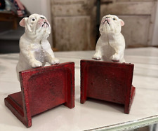 Pair Of English Bulldog Cast Iron Heavy Bookends Book Ends picture
