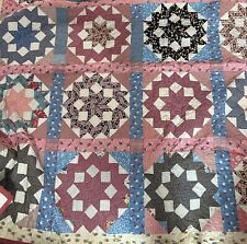 Large Vintage Signed and Dated 40s -50s Quilt Hand Stitched And Sewed 84x68 picture