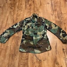 VTG 80s US Army Camo Field Jacket Coat Cold Weather Small Regular Golden Wood picture