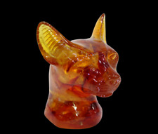 RARE ANCIENT EGYPTIAN ANTIQUE Bastet Bast Head Pharaonic Statue Amber Stone (A5) picture