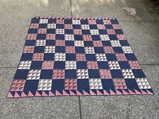 Antique Victorian Pieced Cotton Quilt Late 1800s 84.5in by 81in picture