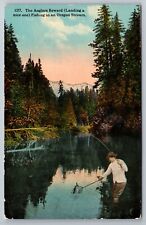 The Anglers Reward Fishing in an Oregon Stream c1910 Postcard N972 picture